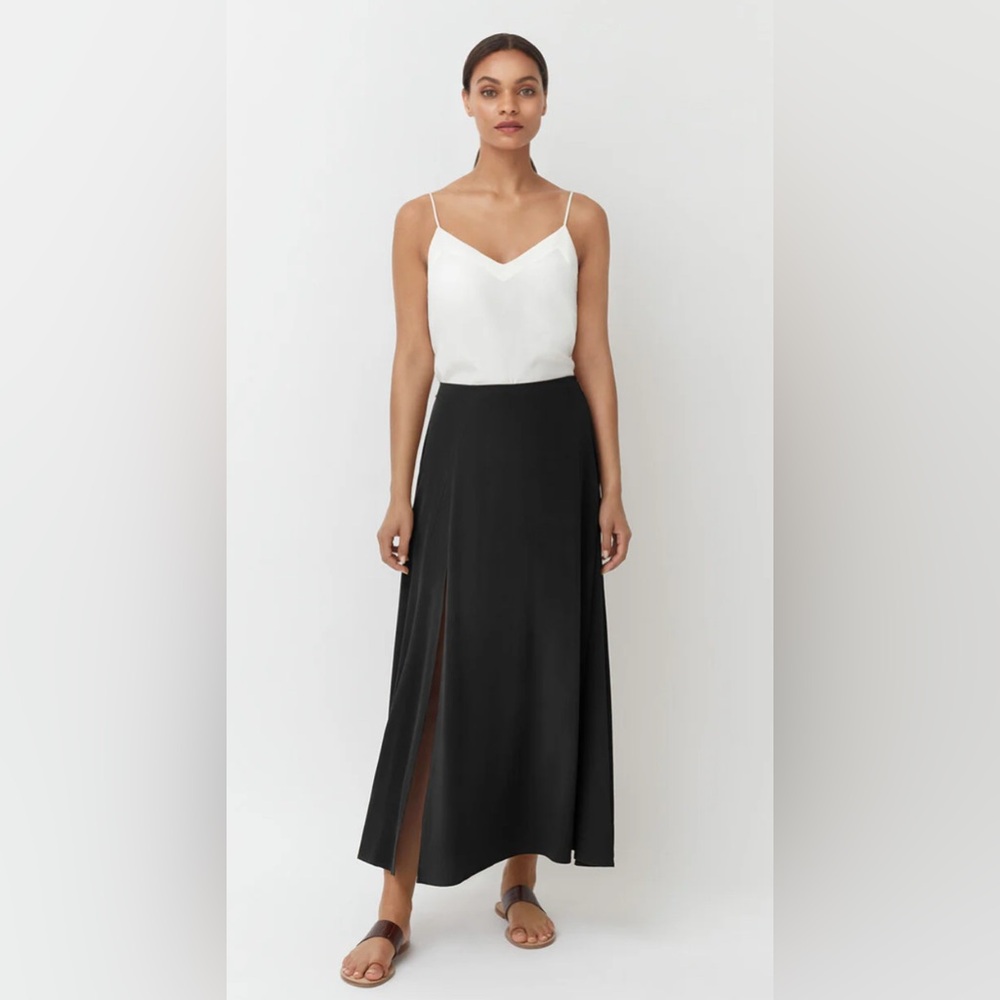 Cuyana Black Maxi Skirt with Front Slit